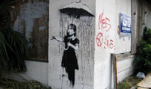 Banksy's "Umbrella Girl" in New orleans