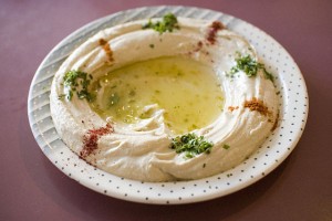Hummus with olive oil (Wikipedia photo)