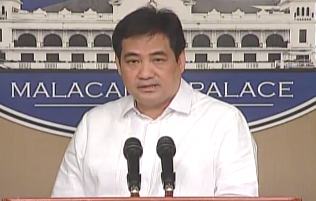 Presidential Spokesperson Edwin Lacierda. Screenshot from May 14 press briefing.