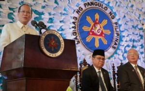 President Benigno Aquino III at the signing of the Comprehensive Agreement on the Bangsamoro. Malacanang Photo Bureau