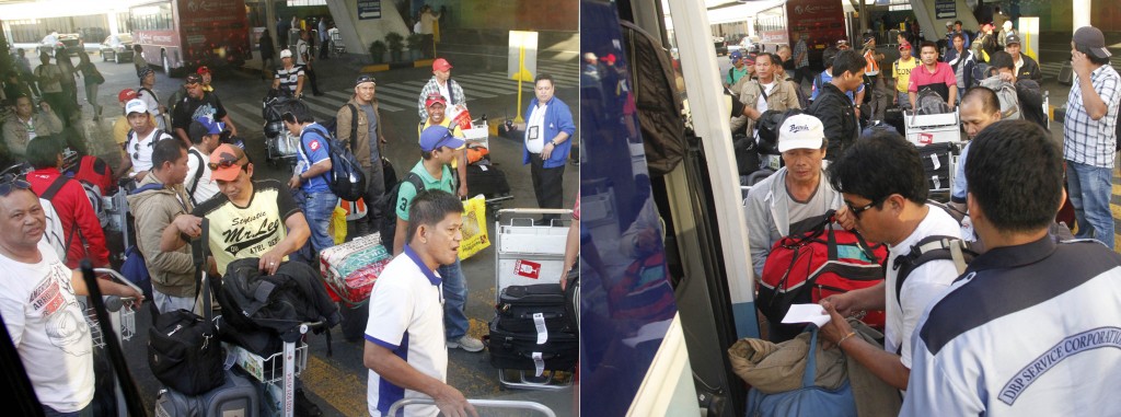 Filipino workers (OFWs) repatriated from Libya . (PNA photos by Avito C. Dalan)