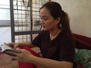 Model Deniece Cornejo detained at PNP-CIDG in Quezon City. Photo courtesy of Tony Calvento on Facebook.