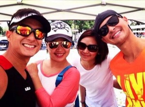 Matteo Guidecilli and Sarah Geronimo (right) with Judy Ann Santos and Ryan Agoncillo (left) . Photo from Matteo's official Facebook page.</p><p id=