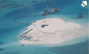 Part of Johnson Reef locally called Mabini Reef at the Spratly Islands. Photo from Philippine Department of Foreign Affairs / scmp.com.