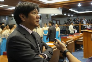 Sen. Ferdinand 'Bongbong' Marcos being interviewed at the Senate of the Philippines (Facebook photo)