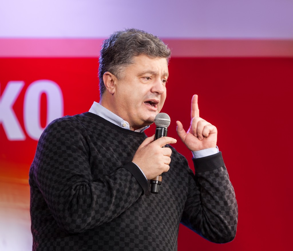Most rating Ukrainian presidential candidate Petro Poroshenko speaks at election meeting in Uzhgorod (Mykhaylo Palinchak / ShutterStock)
