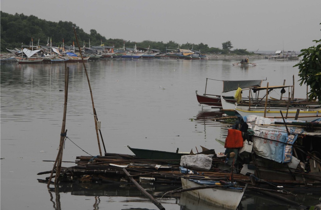 Owners of motorized fishing boats park their vessels temporarily along the Freedom Island in Paranaque City to avoid the winds of Tropical Storm "Ruby" which is expected to pass south of Metro Manila Monday evening (Dec. 8, 2014). (PNA photo by Avito C. Dalan)