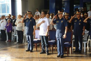 The Philippine National Police on its 24th Founding Anniversary on January 26, 2015 led by DILG Secretary Mar Roxas and PNP Officer-In-Charge Police Deputy Director General Leonardo Espina. (Photo by Toti Navales; PNP Facebook page)