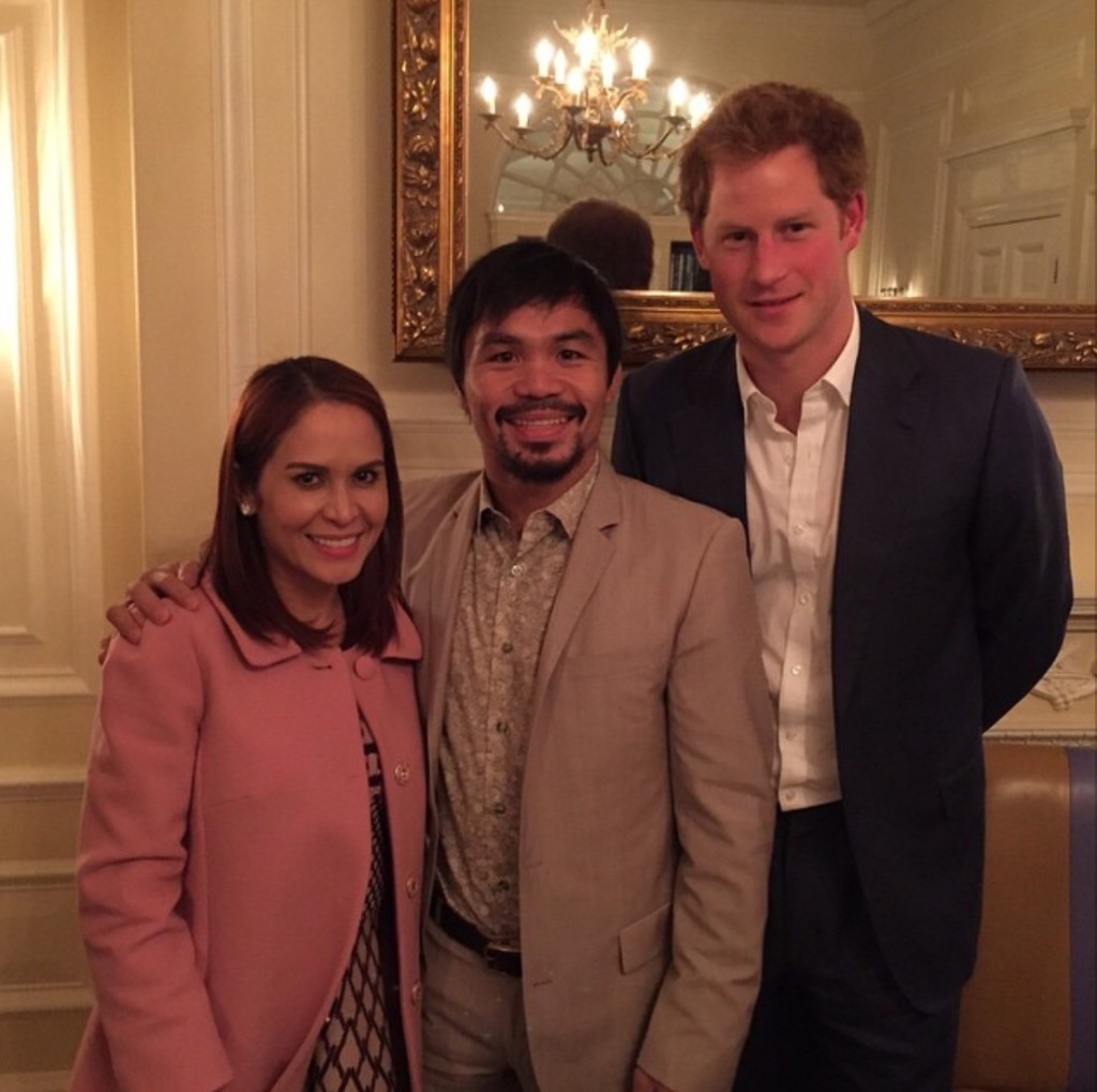 Manny Pacquiao and wife Jinkee with Prince Harry (Photo courtesy of @emmanuelpacquiao on Instagram)
