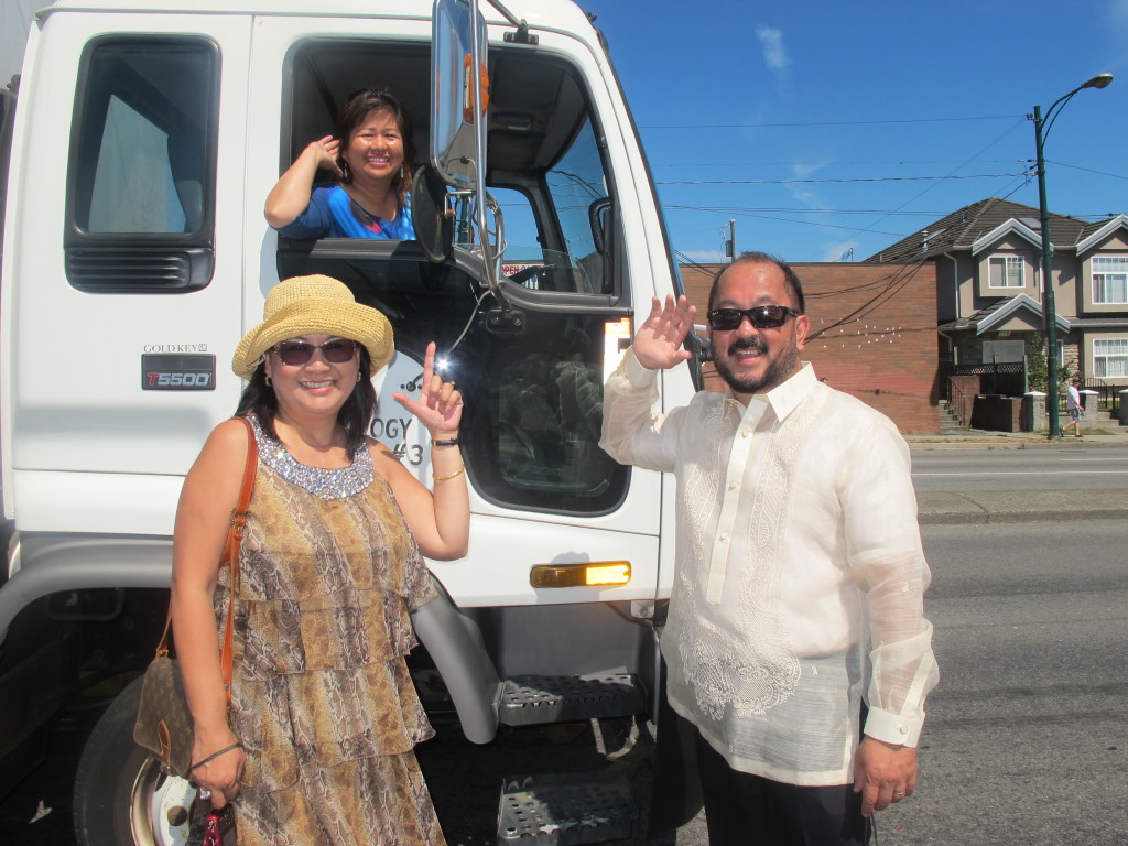Maria in hearing van with Senator and Mrs Enverga
