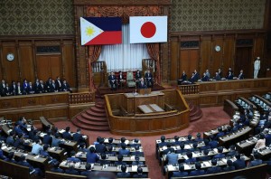 President Aquino addresses the Joint Session of the National Diet of Japan at the Chamber of the House of Councillors (HoC) in Tokyo. (Malacanang Photo Bureau)