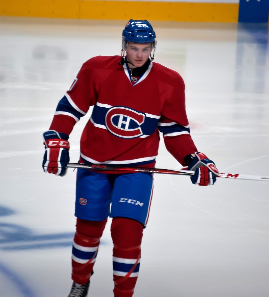 Montreal Canadiens forward Alex Galchenyuk during a practice with his team (Photo from Wikipedia/Kristina Servant)