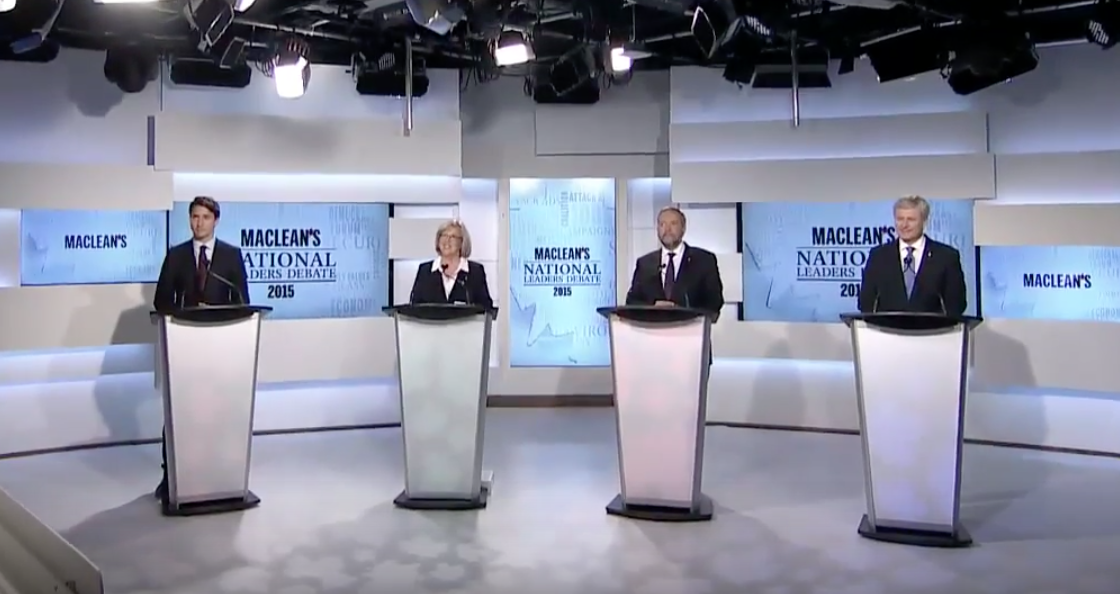 Maclean's National Leaders Debate 2015 (Screenshot from Macleans coverage)