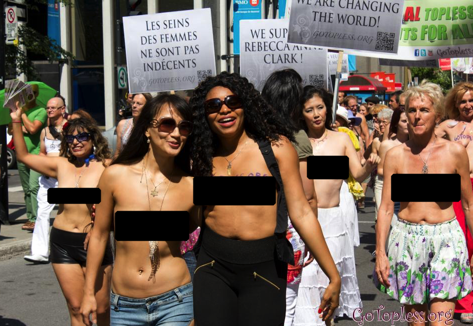 Topless protest in Montreal, Canada (Photo: GoTopless.org)