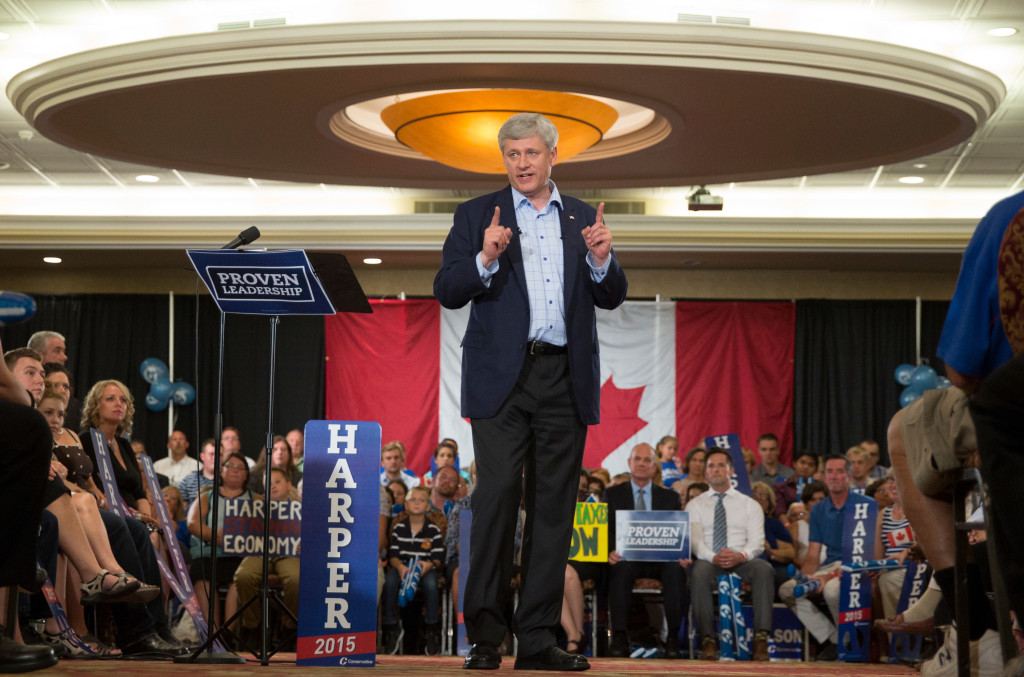 Prime Minister Stephen Harper attends a rally in St. Catharines, September 8, 2015. (CPC Photo by Jason Ransom)