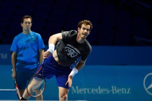 Andy Murray during his practice with coach Jonas Bjorkman (Photo taken from Andy Murray's official Facebook fan page)