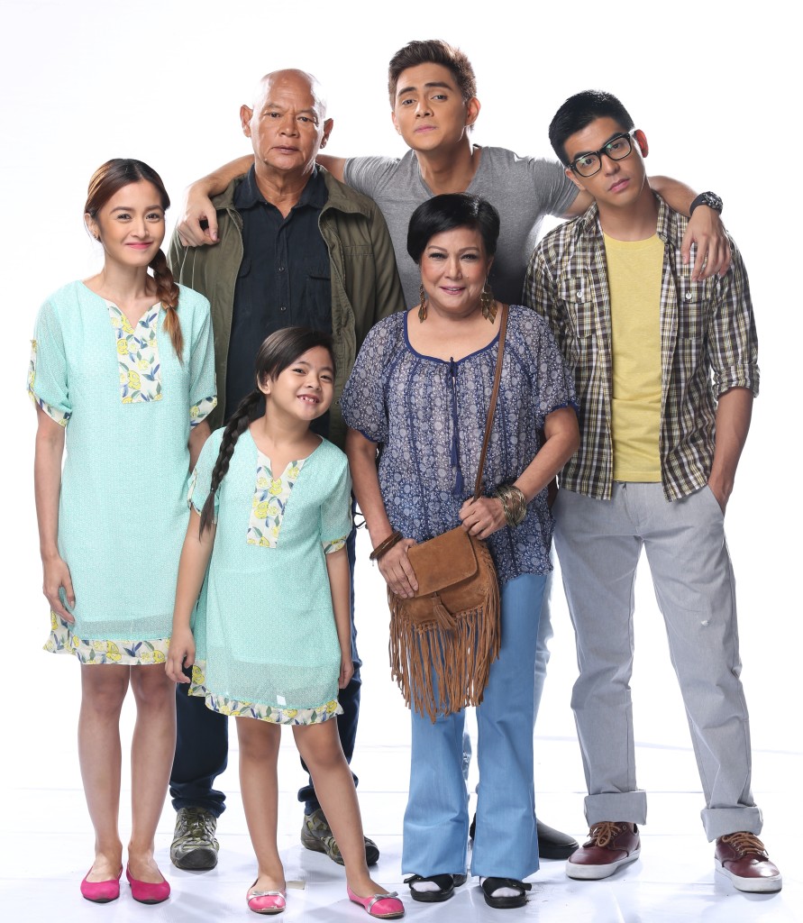 Little Nanay main cast (L-R) Kris Bernal, Bembol Roco, Chlaui Malayao, Juancho Triviño, Nora Aunor and Mark Herras. (Contributed photo)