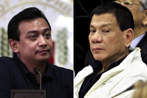 Senator Antonio Trillanes III and Davao City Mayor and 2016 presidential candidate Rodrigo Duterte (Photo taken from internet)