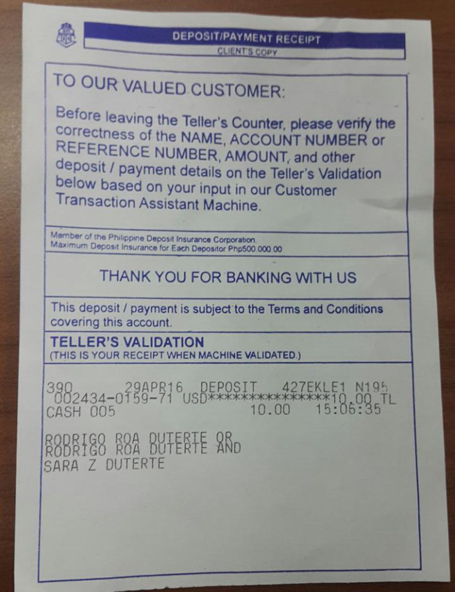 “Kaya yung sinasabi niya na wala siyang dollar accounts, muli, kasinungalingan ito. It has now been proven. Mayor Duterte, time's up. Tell the truth,” Roxas said. (Contributed photo)