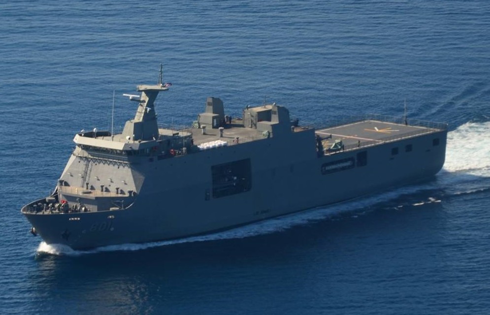 BRP Tarlac (LD-601) during its delivery cruise to Manila from Indonesia (Photo By Public Affairs Office, Philippine Navy - Philippine Navy Official Facebook page, Public Domain)