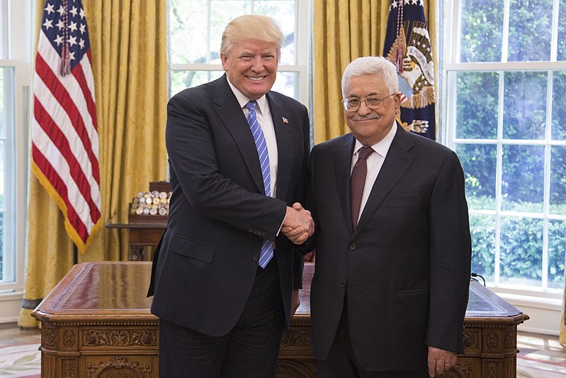 Abbas with U.S. President Donald Trump in Washington, D.C., 3 May 2017 (Photo By The White House from Washington, DC - Foreign Leader Visits, Public Domain)