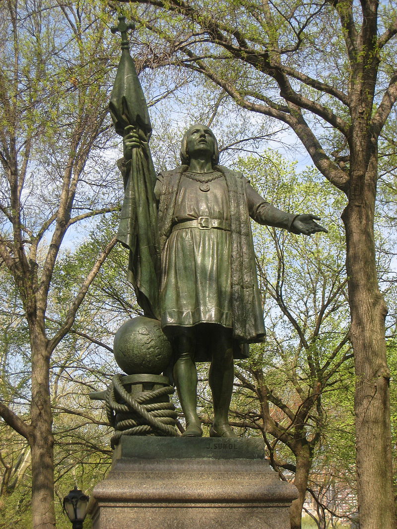 Christopher Columbus statue by Jerónimo Suñol (1840-1902), Central Park, New York City, New York, USA. (Photo By Statue by Jerónimo Suñol (1840-1902); I took this photograph. - Statue by Jerónimo Suñol (1840-1902); I took this photograph., Public Domain)