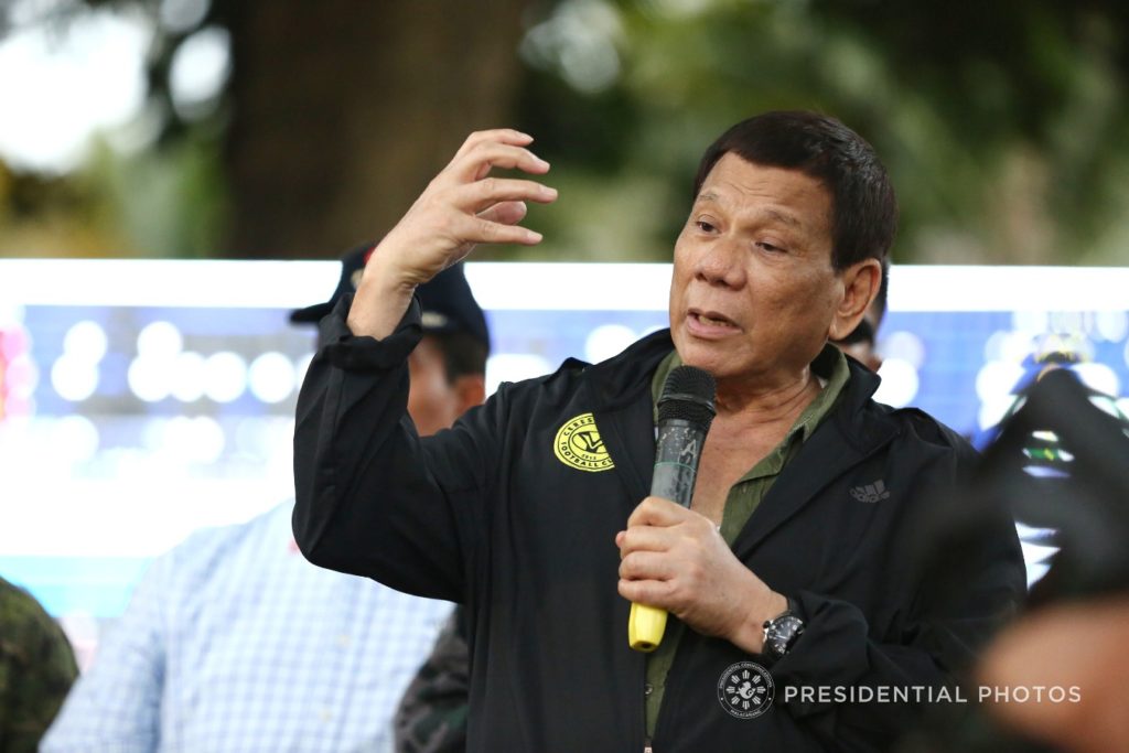 “Just do your job in accordance with the requirements of the law in destroying and perhaps killing the criminals, I will be there for you,” Duterte said in his speech. (TOTO LOZANO/PRESIDENTIAL PHOTO)