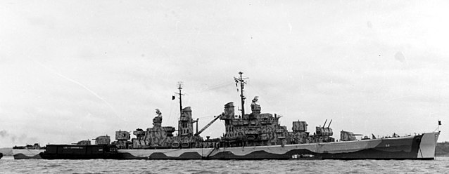 FILE: USS Juneau in June 1942. Note that her superstructure has retained the Measure 12 camouflage scheme from the first image, but her hull has been repainted into another scheme.(Photo By Unknown - U.S. Navy photo 19-N-31264, Public Domain)