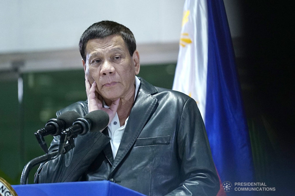 President Rodrigo Roa Duterte listens to the query from one of the members of the media after delivering his arrival statement at the Ninoy Aquino International Airport on June 5, 2018 following a successful three-day official visit to the Republic of Korea. (KING RODRIGUEZ/PRESIDENTIAL PHOTO)