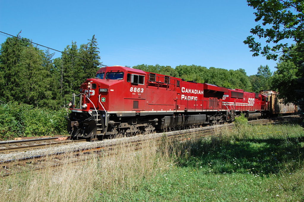 Environment Ministry spokesman Stephane Degarie says 25 of the 95 cars derailed and there was no spill of hazardous material. (Photo By Milan Suvajac - Own work, CC BY-SA 4.0)