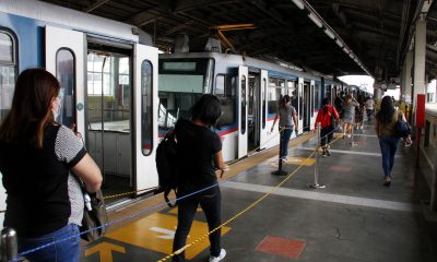 Passengers line up to get free train rides