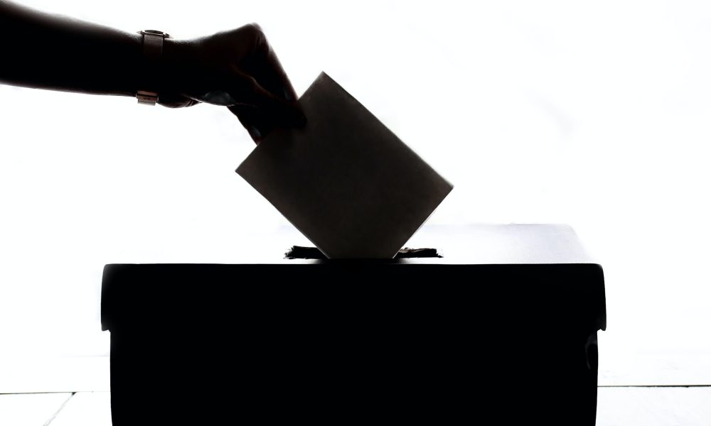 silhouette of voting ballot