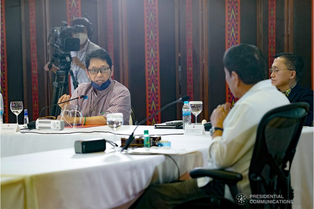 Labor and Employment Secretary Silvestre Bello III during a meeting at the Malacañang Palace