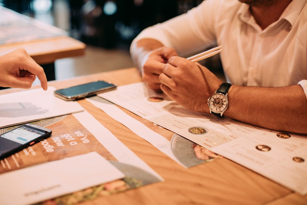 Menu on wooden table