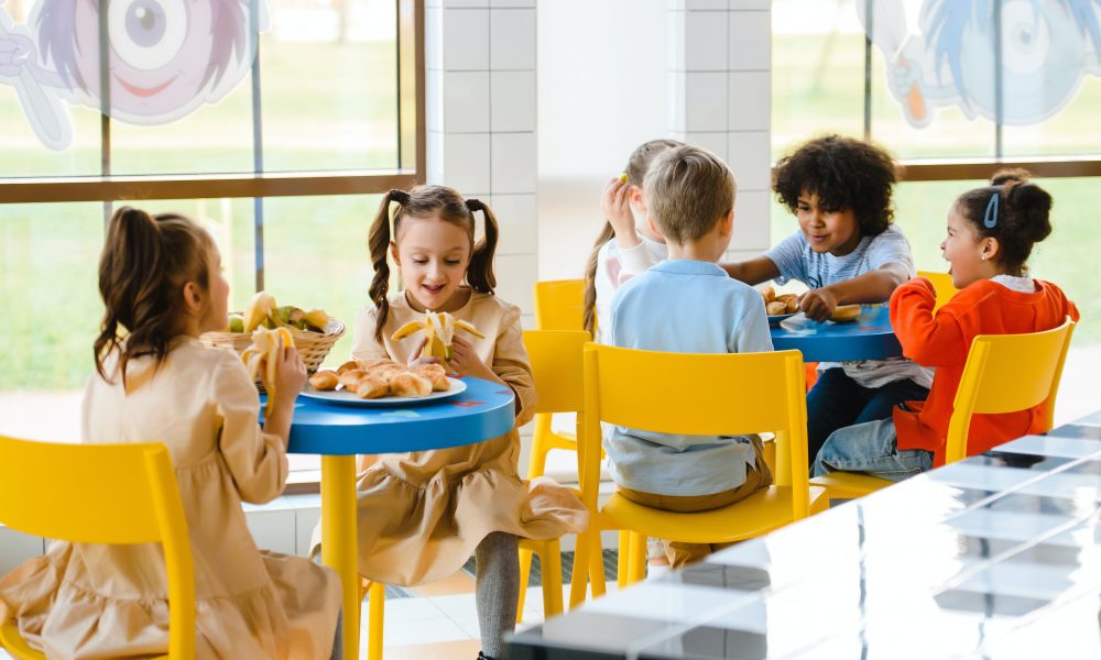 Children eating in a canteen