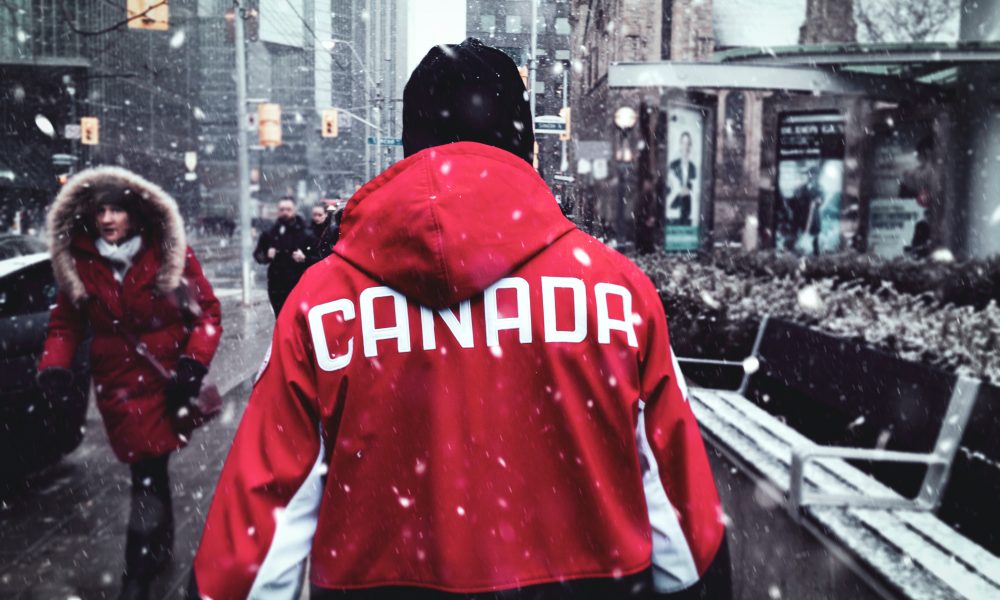 Man wearing a jacket with Canada text