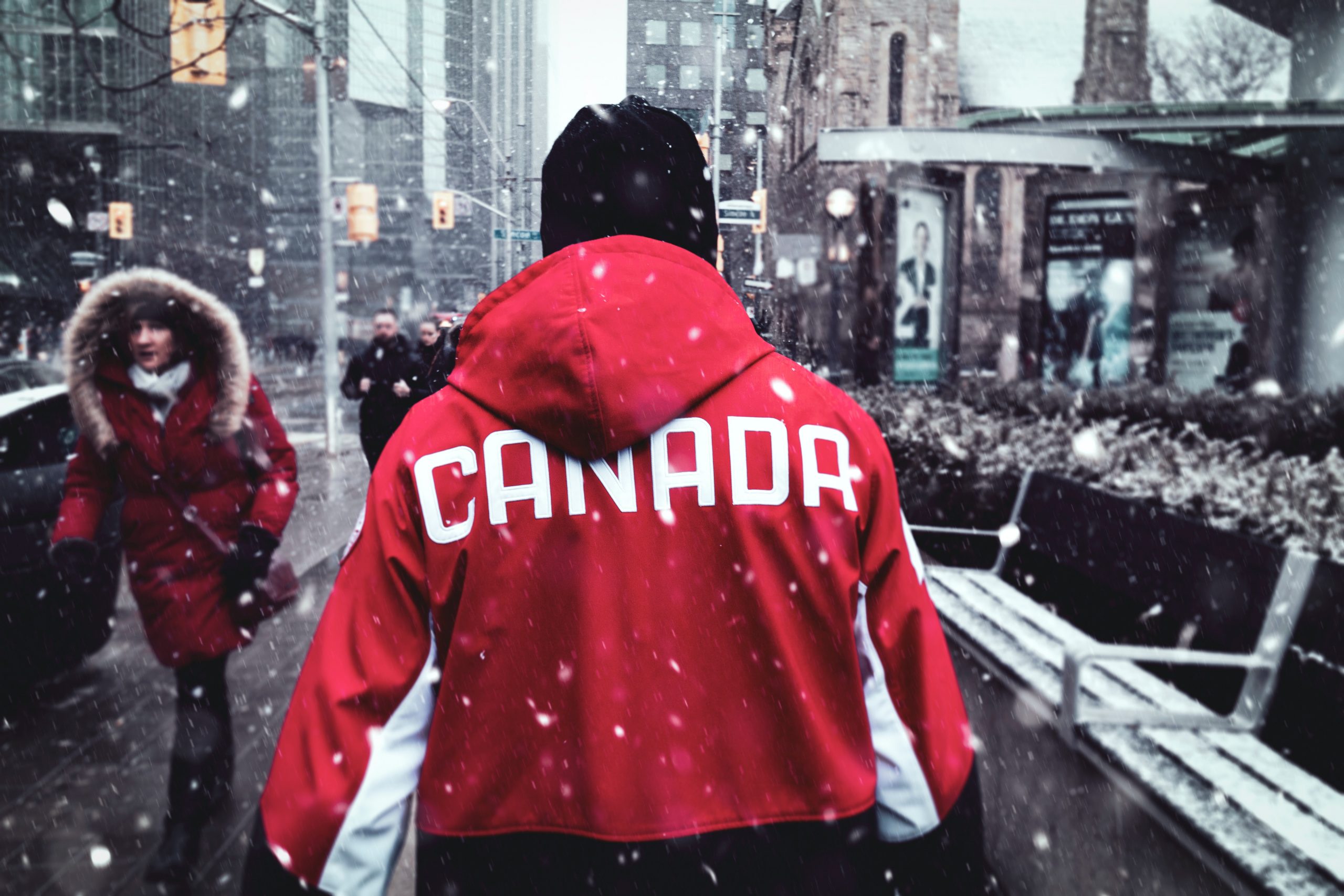 Man wearing a jacket with Canada text