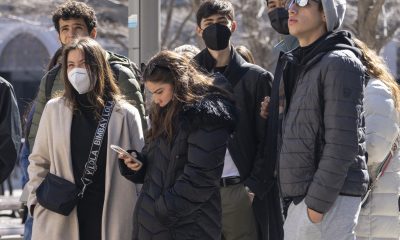 Crowd with face masks