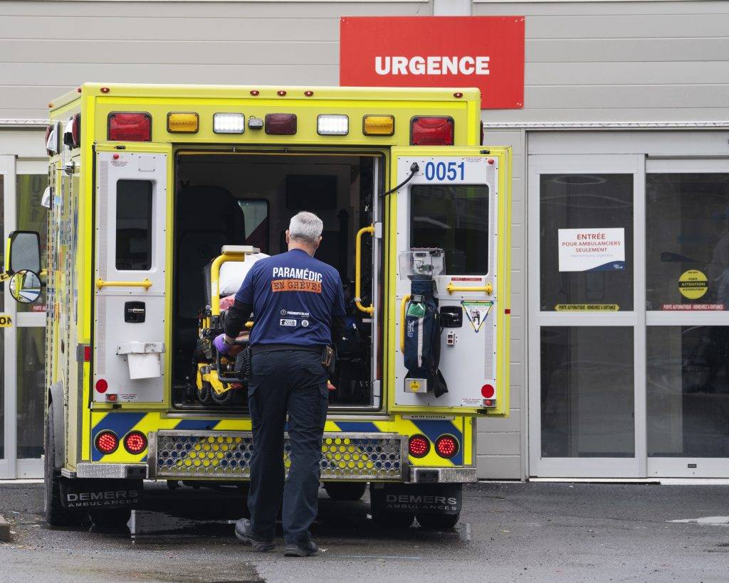 Ambulance car in emergency area of a hospital