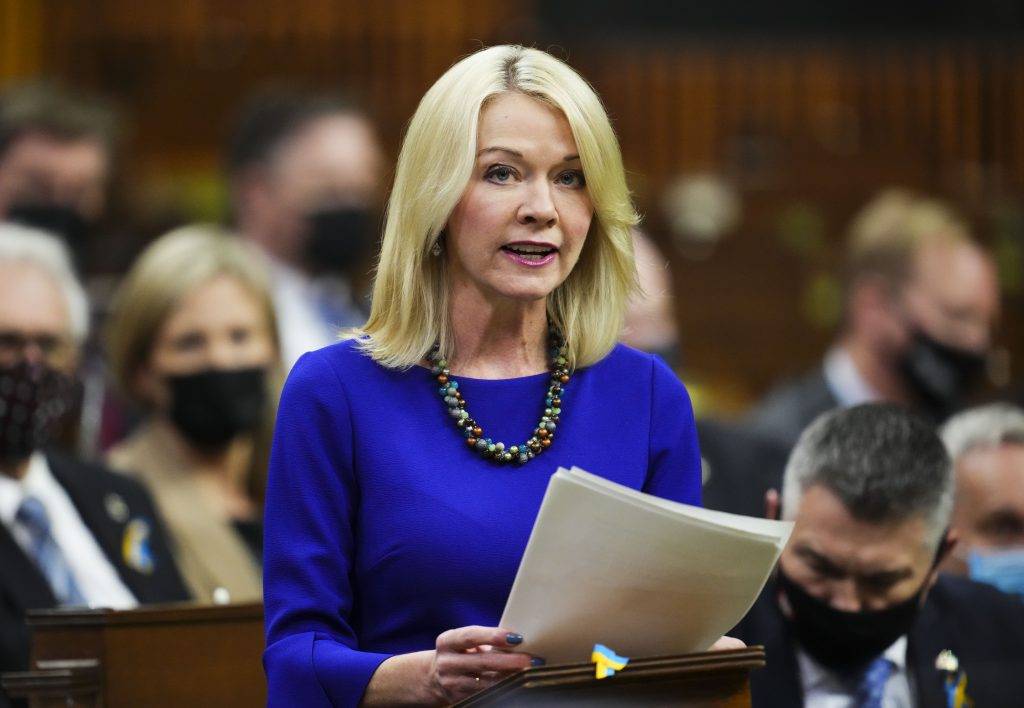 Conservative interim Leader Candice Bergen speaks in the House of Commons, on Parliament Hill