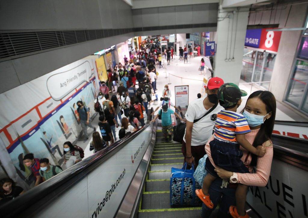 Passengers going home to spend the Holy Week in the provinces fill the Parañaque Integrated Terminal Exchange