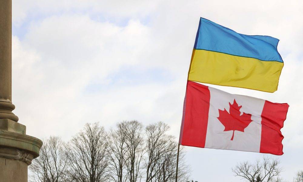 Canada and Ukraine flags