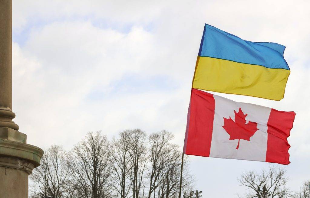 Canada and Ukraine flags