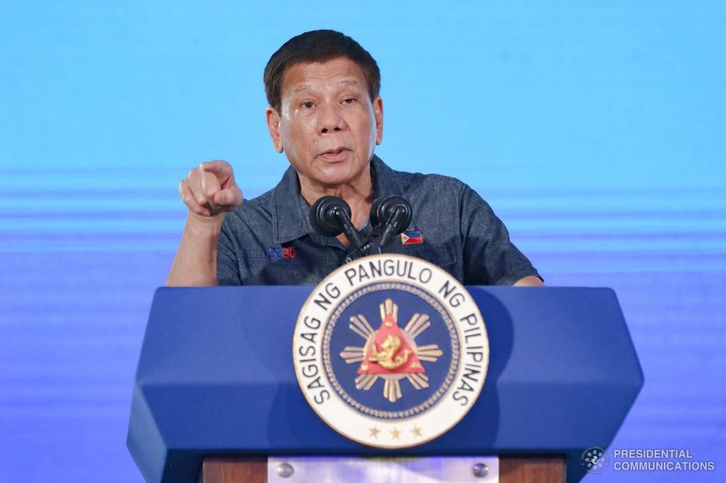 President Rodrigo Roa Duterte delivers his speech during the ina