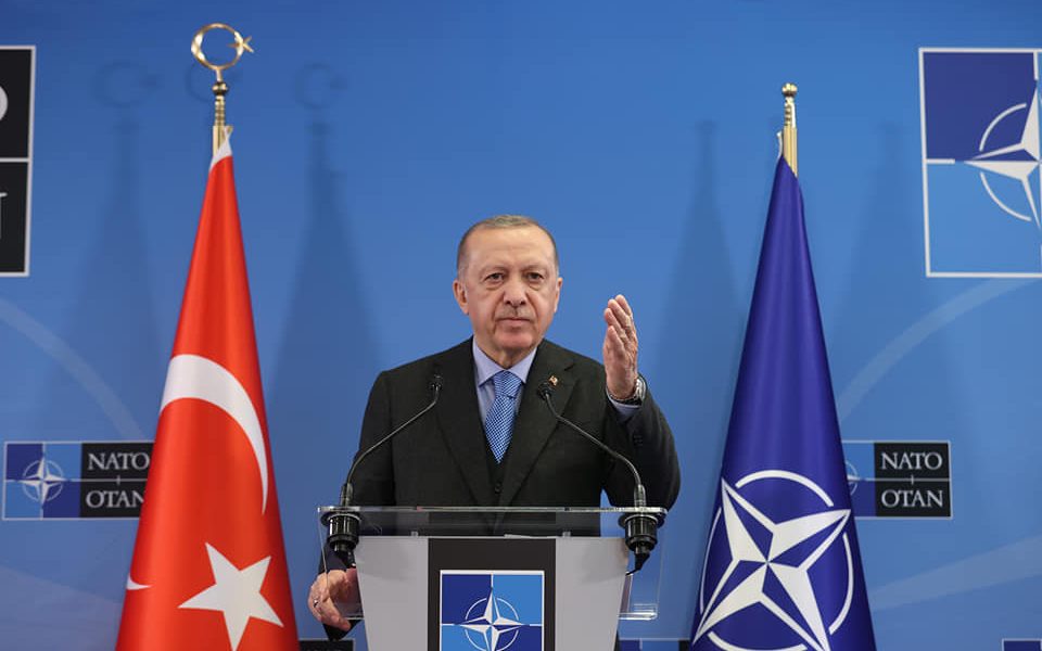 Turkey President Recep Tayyip Erdogan speaking on stage