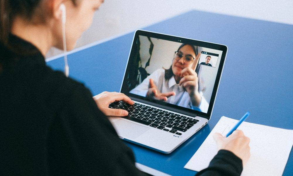Two women on video call