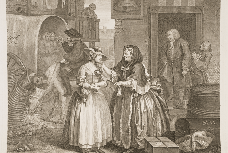 William Hogarth's A Harlot's Progress, plate 1