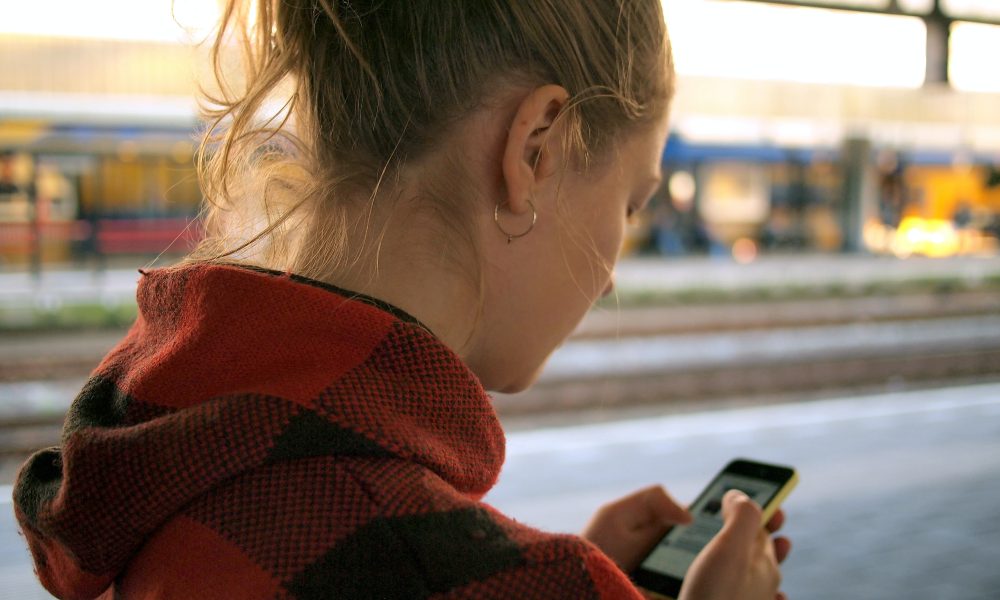 Woman holding phone
