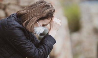 Woman wearing face mask