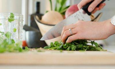 chopping cilantro